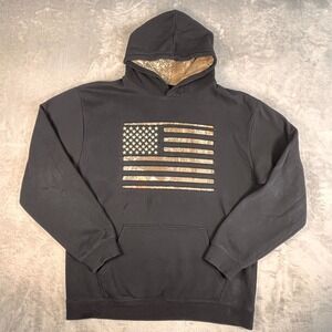 Buckwear Camo Stars and Stripes Flag Hoodie Size XL Embroidered USA
